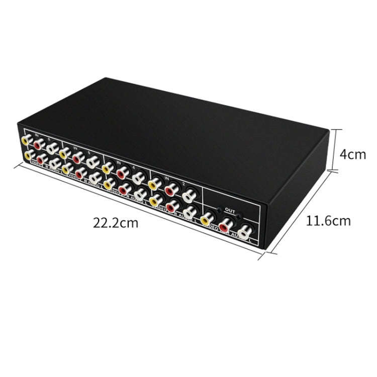 VSW81 AV 8 In 1 Out Audio and Video Switcher RCA Switch Splitter(Black)
