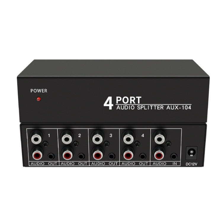 1 In 4 Out 3.5mm + RL Audio Distributor Stereo Audio Splitter For PC Laptop DVD, EU Plug
