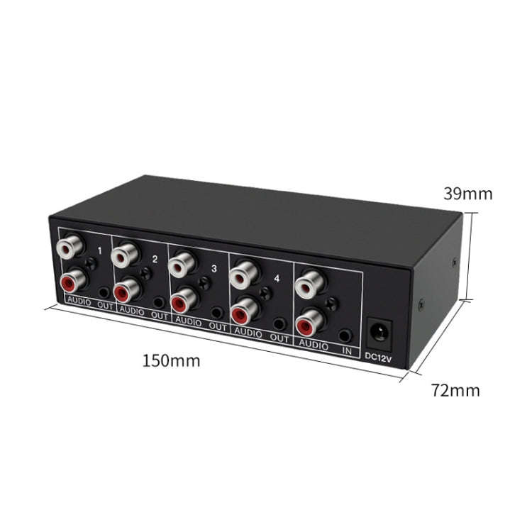 1 In 4 Out 3.5mm + RL Audio Distributor Stereo Audio Splitter For PC Laptop DVD, EU Plug