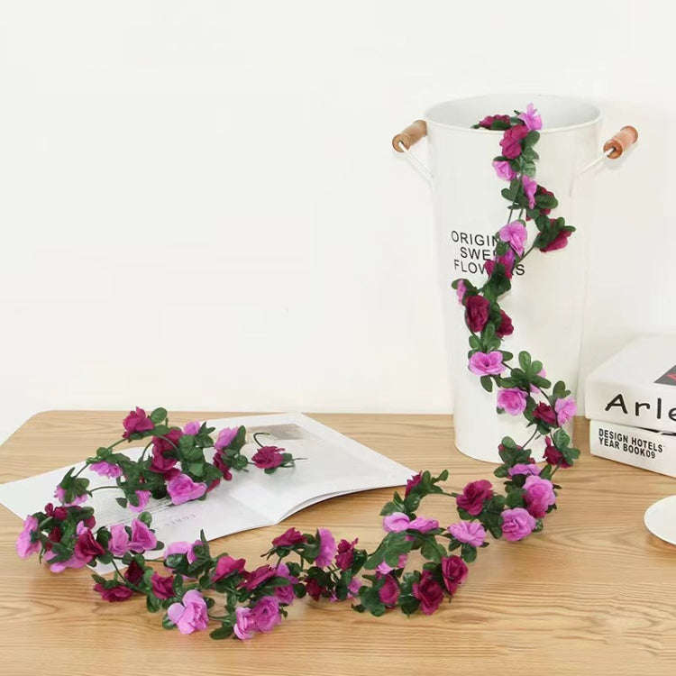 2pcs Simulated Rose Vine Plant Wedding Living Room Christmas Decoration, Color: Light Purple + Da...