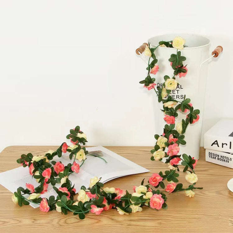 2pcs Simulated Rose Vine Plant Wedding Living Room Christmas Decoration, Color: Yellow + Dark Pink