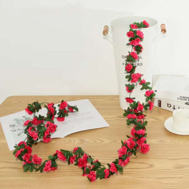 2pcs Simulated Rose Vine Plant Wedding Living Room Christmas Decoration, Color: Rose Red