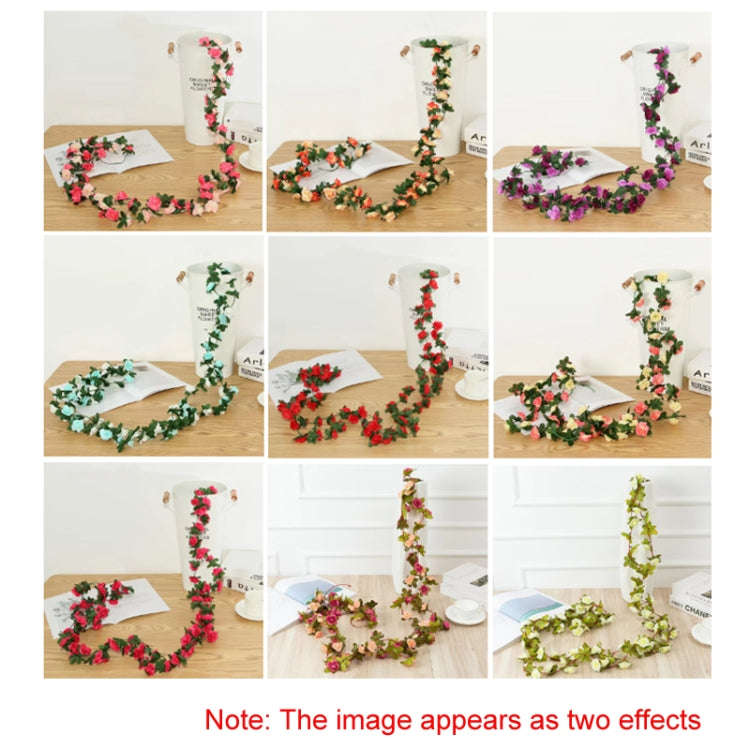 2pcs Simulated Rose Vine Plant Wedding Living Room Christmas Decoration, Color: Light Pink + Dark...