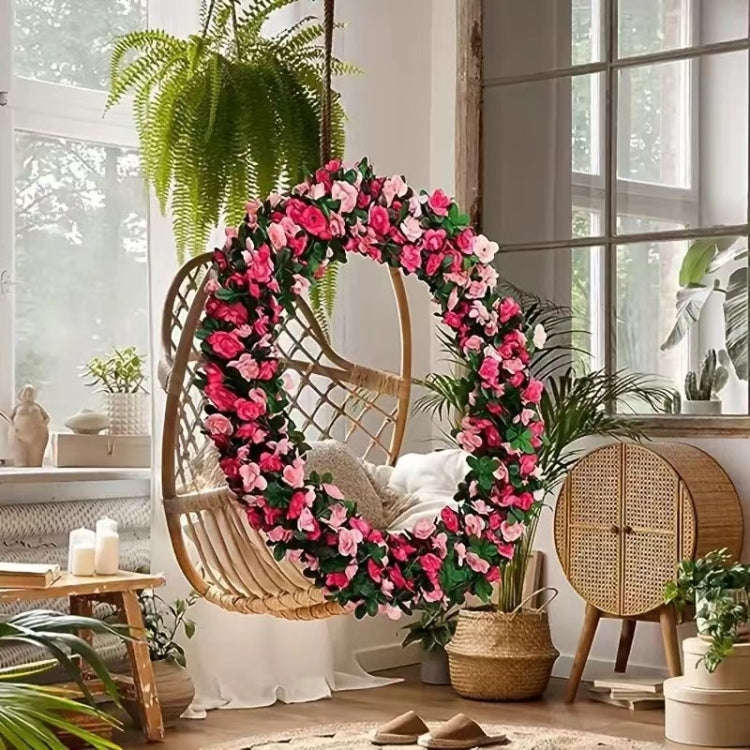 2pcs Simulated Rose Vine Plant Wedding Living Room Christmas Decoration, Color: Rose Red
