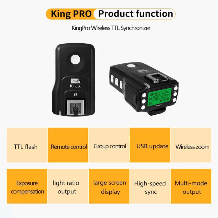 For Nikon Pixel King Pro Camera Wireless Radio Flash TTL Transmitter and Receiver