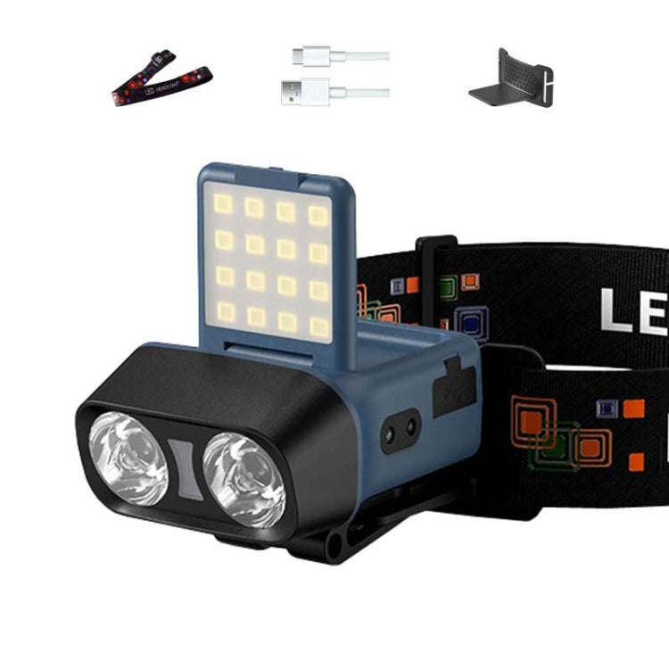 Head-Mounted LED Outdoor Sensor Long Range Fishing Work Headlamp, Style: Blue Standard