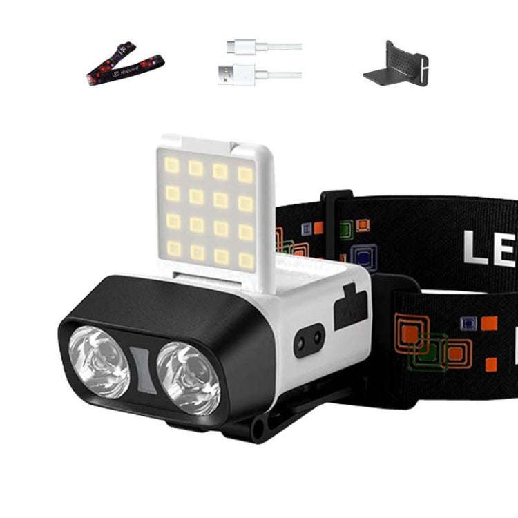 Head-Mounted LED Outdoor Sensor Long Range Fishing Work Headlamp, Style: White Standard