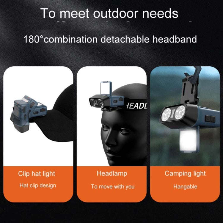 Head-Mounted LED Outdoor Sensor Long Range Fishing Work Headlamp, Style: Black Standard
