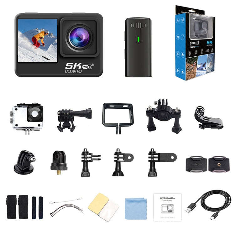 5K/30FPS WIFI HD Anti-Shake Remote Touch Dual-Screen IP68 Waterproof Sports Camera(Microphone Ver...