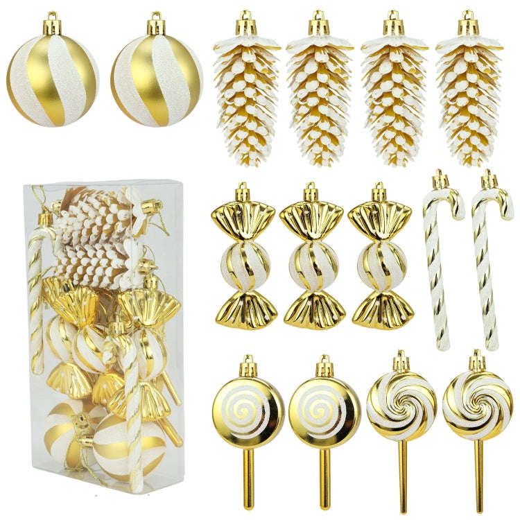 15pcs /Set Christmas Tree Ornaments Lollipops Swirls Painted Candies(Gold)