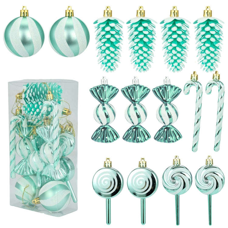15pcs /Set Christmas Tree Ornaments Lollipops Swirls Painted Candies(Emerald Green)