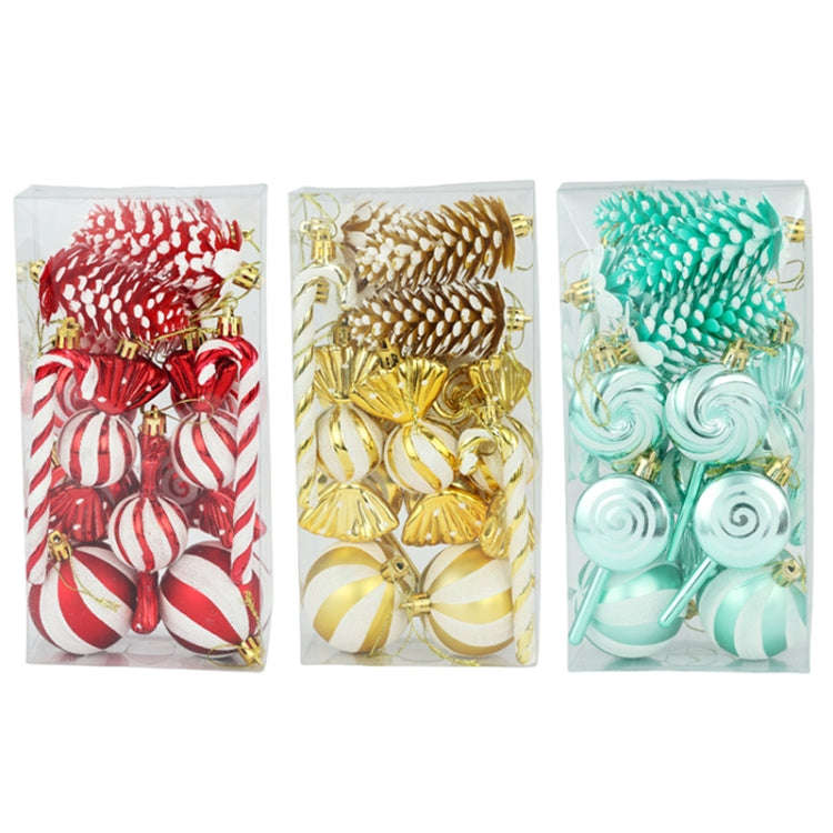 15pcs /Set Christmas Tree Ornaments Lollipops Swirls Painted Candies(Gold)