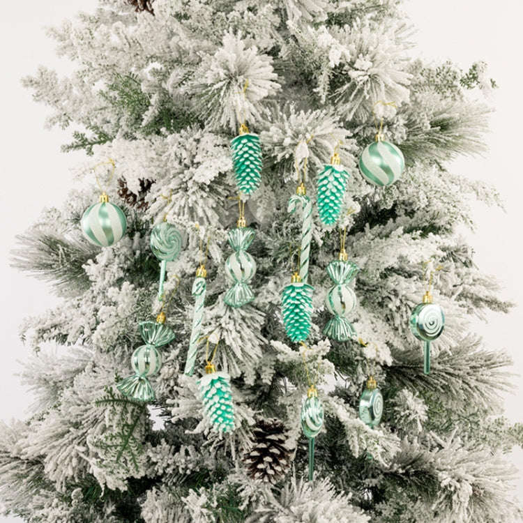 15pcs /Set Christmas Tree Ornaments Lollipops Swirls Painted Candies(Gold)