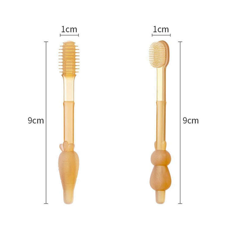 Food-grade Silicone Baby Milk Toothbrush + Tongue Brush Children Oral Cleaning Brush, Color: Beige