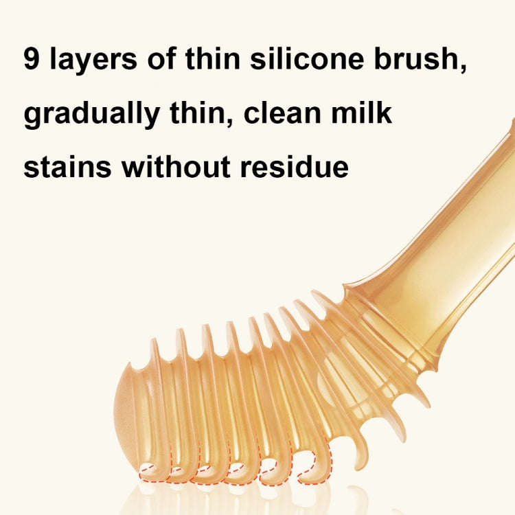 Food-grade Silicone Baby Milk Toothbrush + Tongue Brush Children Oral Cleaning Brush, Color: Beige