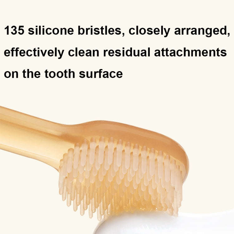 Food-grade Silicone Baby Milk Toothbrush + Tongue Brush Children Oral Cleaning Brush, Color: Beige