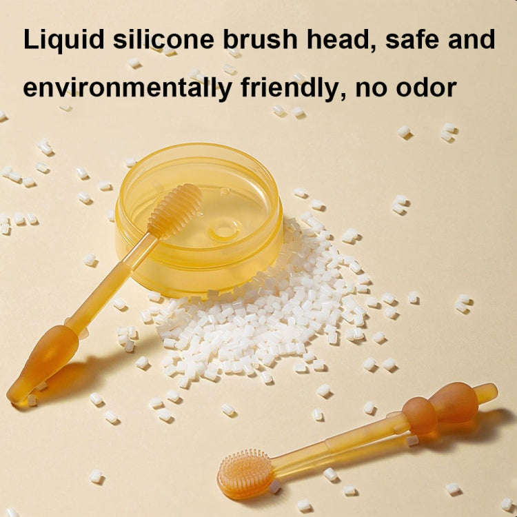 Food-grade Silicone Baby Milk Toothbrush + Tongue Brush Children Oral Cleaning Brush, Color: Beige