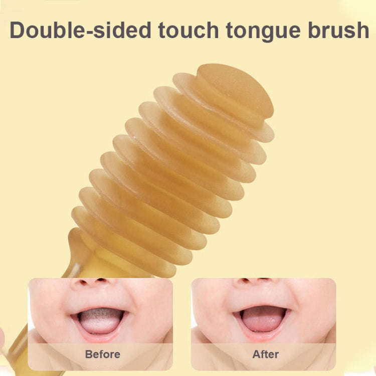 Food-grade Silicone Baby Milk Toothbrush + Tongue Brush Children Oral Cleaning Brush, Color: Pink