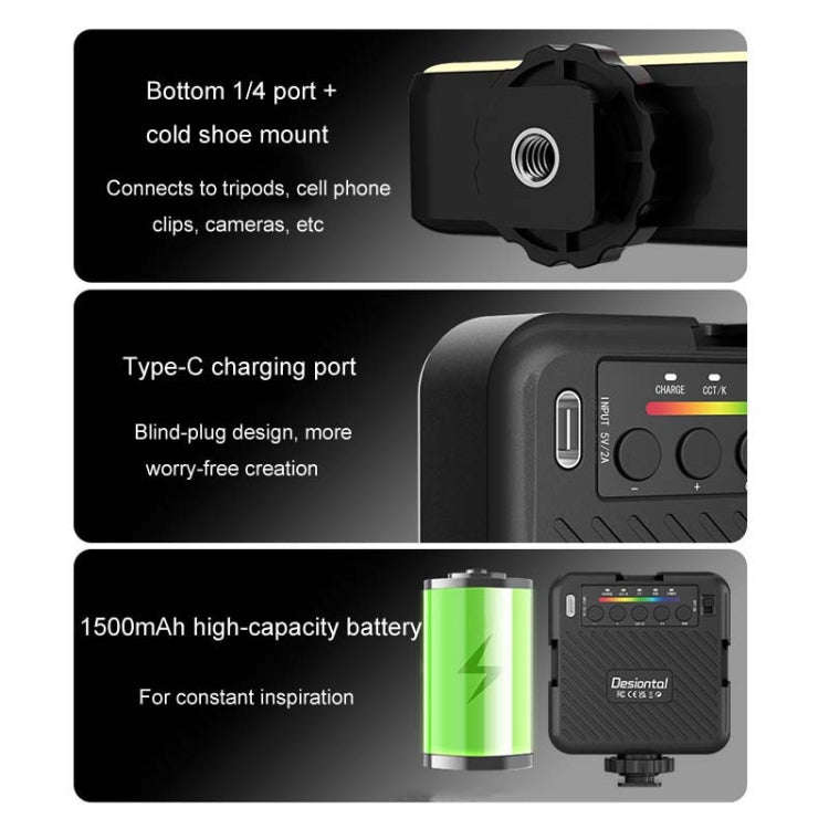 Desiontal X1 Portable RGB Cell Phone Live Streaming Fill Light(Black)
