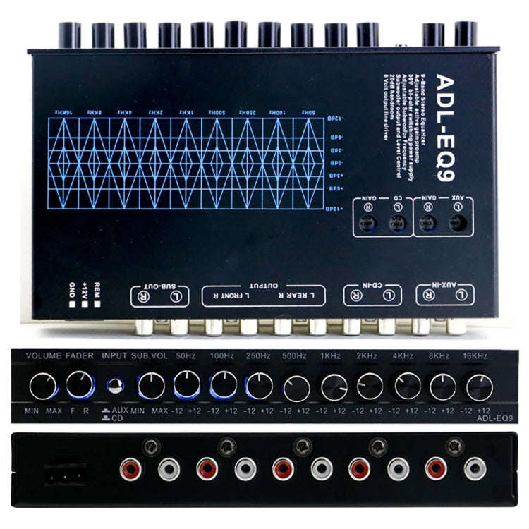 ADL-EQ9  Car Audio 9-Band Equalizer EQ Tuning Crossover Amplifier(Black)
