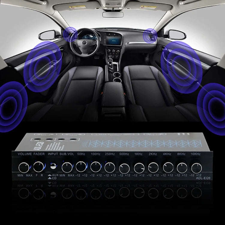 ADL-EQ9  Car Audio 9-Band Equalizer EQ Tuning Crossover Amplifier(Black)