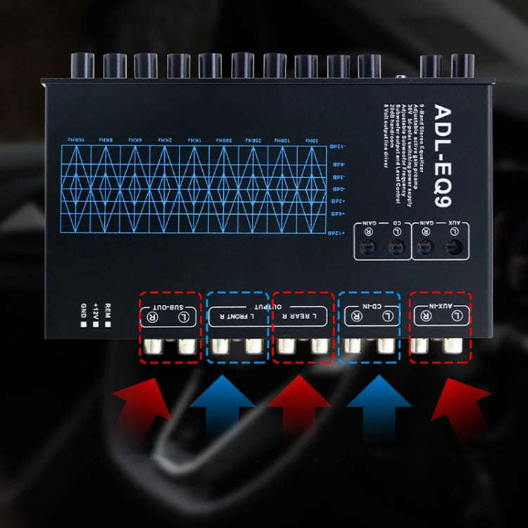 ADL-EQ9  Car Audio 9-Band Equalizer EQ Tuning Crossover Amplifier(Black)