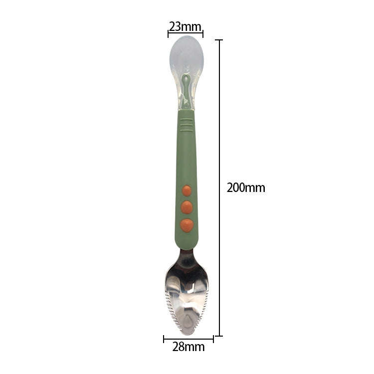 Multi-function Double-head Baby Food Spoon Baby Tableware Fruit Scraper Spoon(Blue)