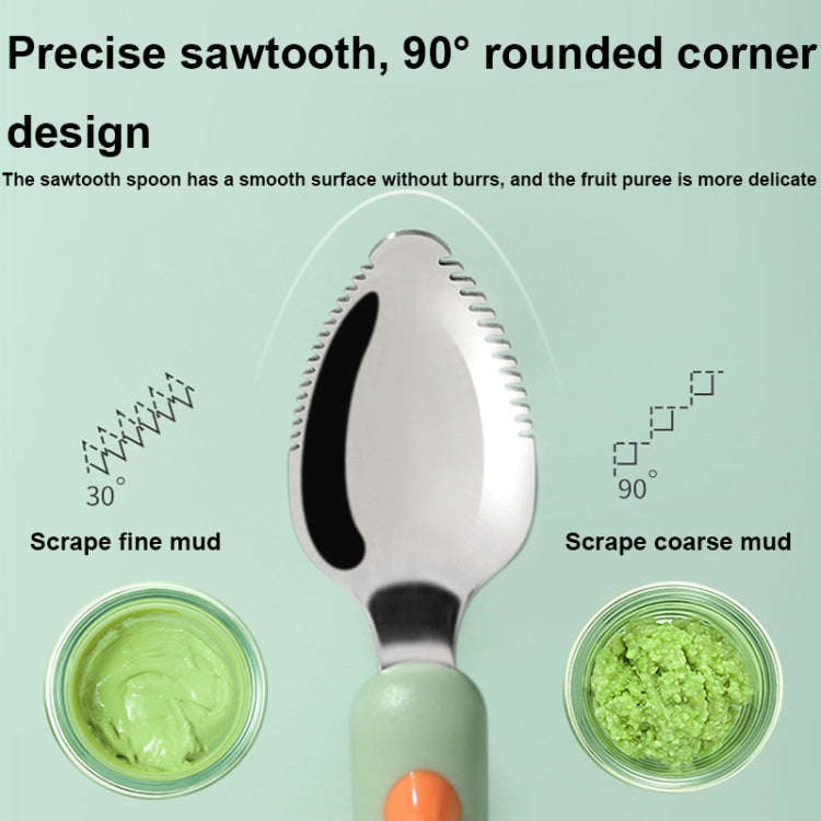 Multi-function Double-head Baby Food Spoon Baby Tableware Fruit Scraper Spoon(Green)