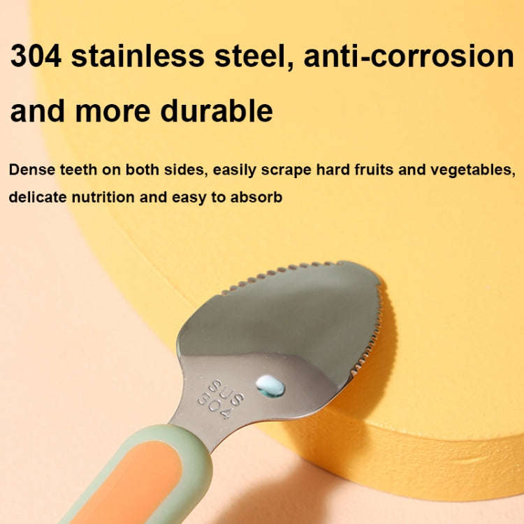 Multi-function Double-head Baby Food Spoon Baby Tableware Fruit Scraper Spoon(Lotus-color)