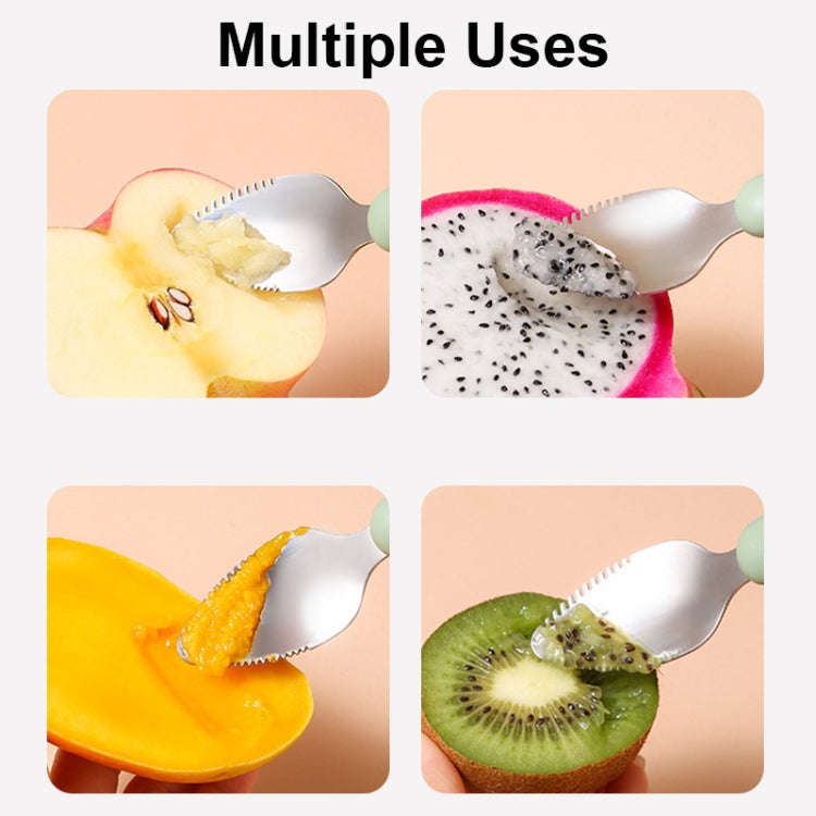 Multi-function Double-head Baby Food Spoon Baby Tableware Fruit Scraper Spoon(Blue)