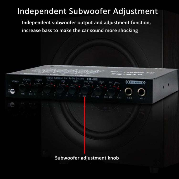 EQ-819 Car Audio Equalizer EQ Tuning Crossover Amplifier Supports Dual Microphone Input Reverbera...