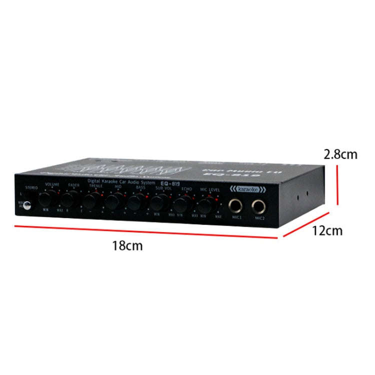 EQ-819 Car Audio Equalizer EQ Tuning Crossover Amplifier Supports Dual Microphone Input Reverbera...