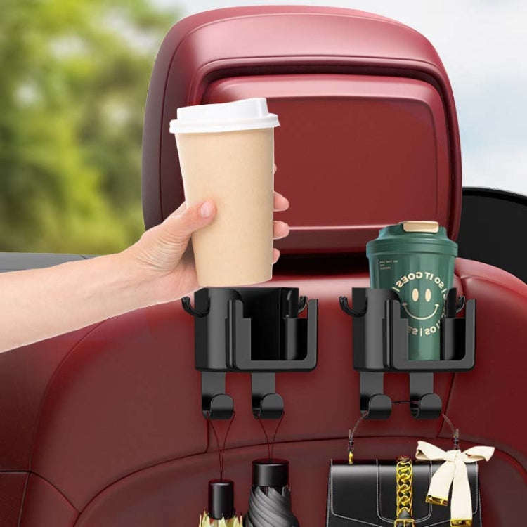 2pcs Car Multifunctional Cup Holder Vehicle Backseat Hook(Black 9976)