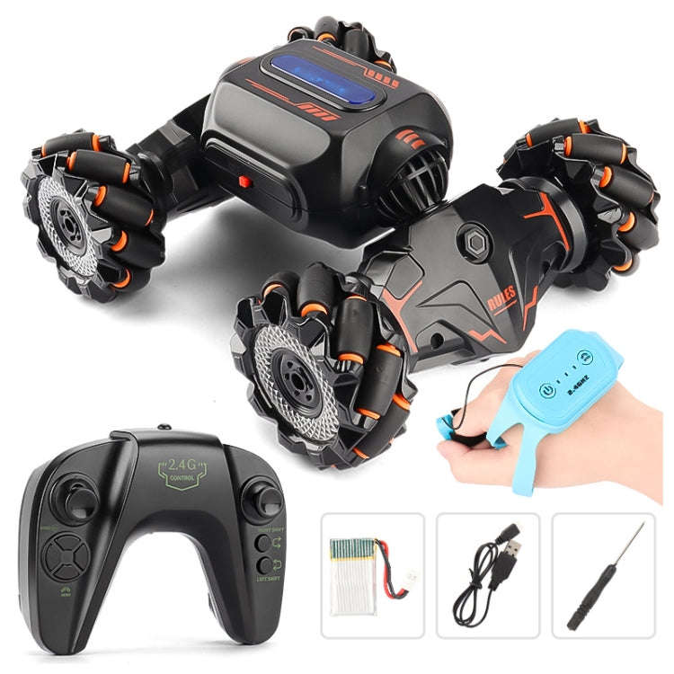 Children RC Car Toy Lights Electric Gesture Sensor Remote Control Twisting Stunt Car, Color: Oran...
