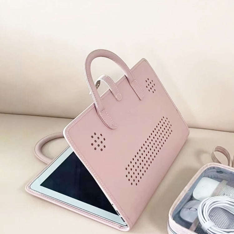 15.6 / 16 Inch Pink Girl Style PU Laptop Bag Protective Case with Handle