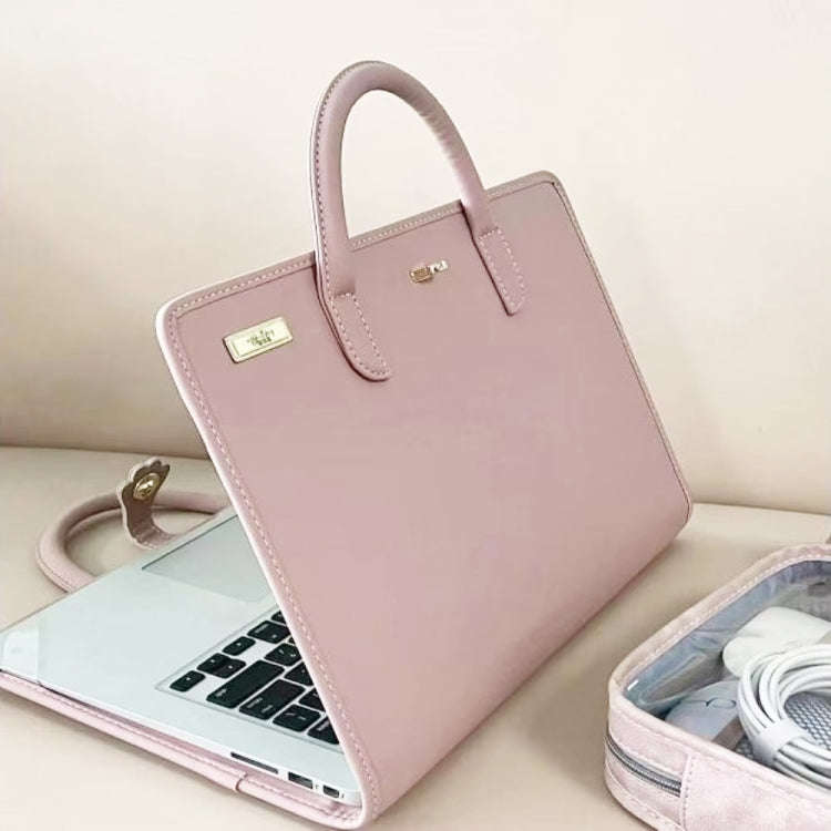 15.6 / 16 Inch Pink Girl Style PU Laptop Bag Protective Case with Handle