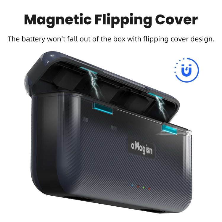 For DJI Action 5 Pro aMagisn Battery Charger Fast Charging Box Storage Compartment