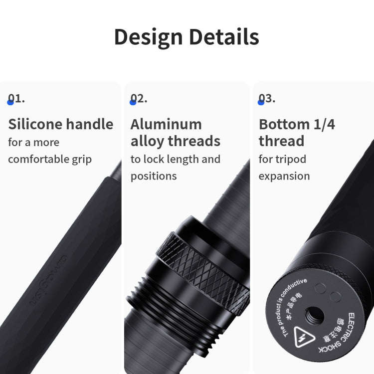 aMagisn 3m Carbon Fiber Invisible Selfie Stick Extension Rod For Action Camera