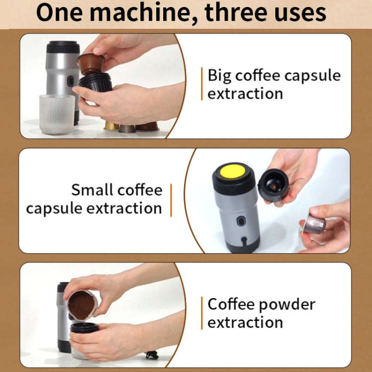 12V 3 In 1 Car Self-heating Coffee Machine Compatible With Large / Small Capsules and Ground Coff...
