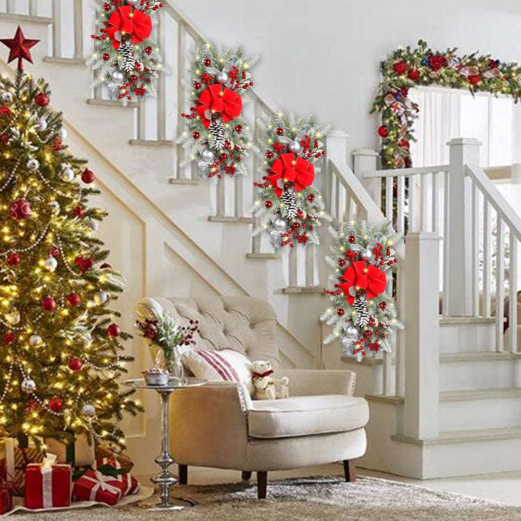 Christmas Wreath Rattan Door Pendant Decoration, Style: K1-25 Warm Light 45cm