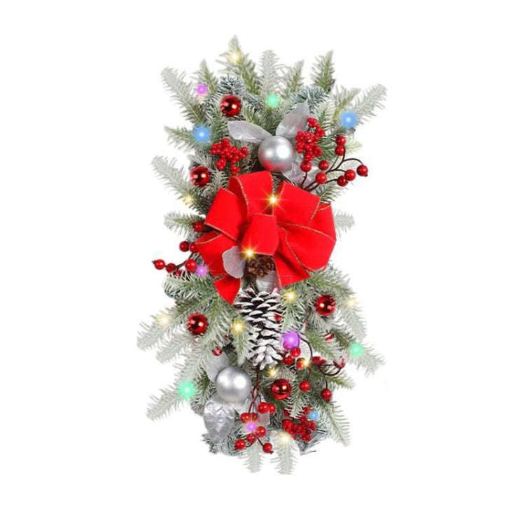 Christmas Wreath Rattan Door Pendant Decoration, Style: K1-25 Colored Light 45cm