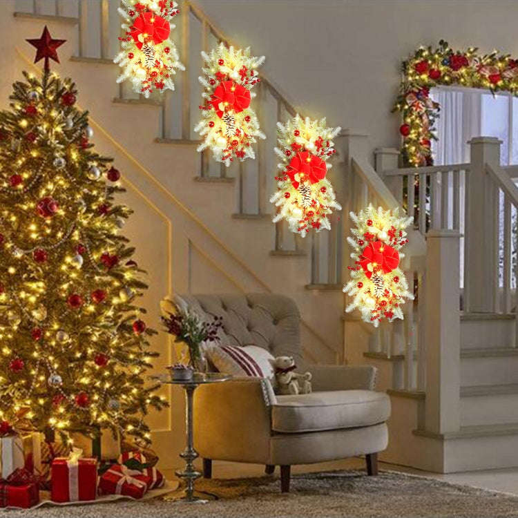 Christmas Wreath Rattan Door Pendant Decoration, Style: K1-25 Colored Light 45cm