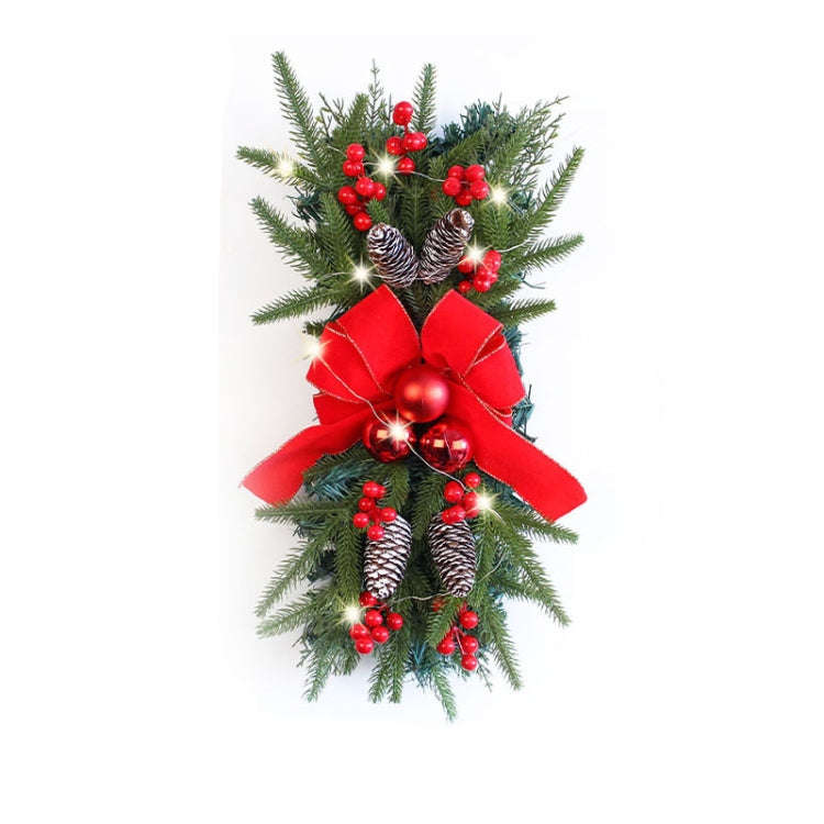 Christmas Wreath Rattan Door Pendant Decoration, Style: K1-23 Four Spruce Warm Light 45cm