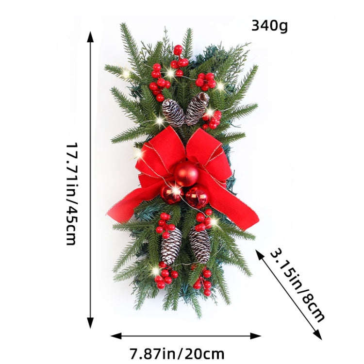 Christmas Wreath Rattan Door Pendant Decoration, Style: K1-23 Four Spruce Warm Light 45cm