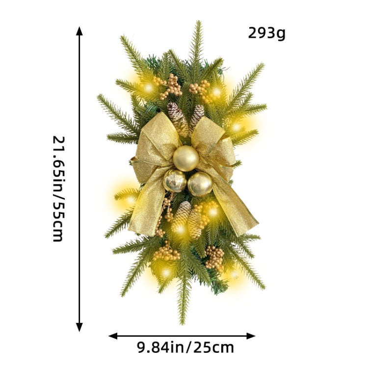 Christmas Wreath Rattan Door Pendant Decoration, Style: U2-47 Warm Light 55cm