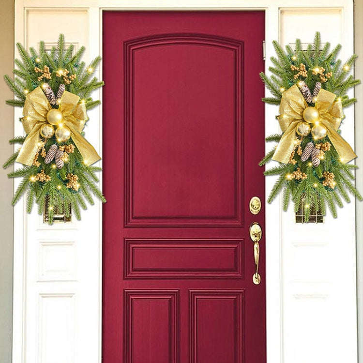 Christmas Wreath Rattan Door Pendant Decoration, Style: U2-47 Warm Light 55cm
