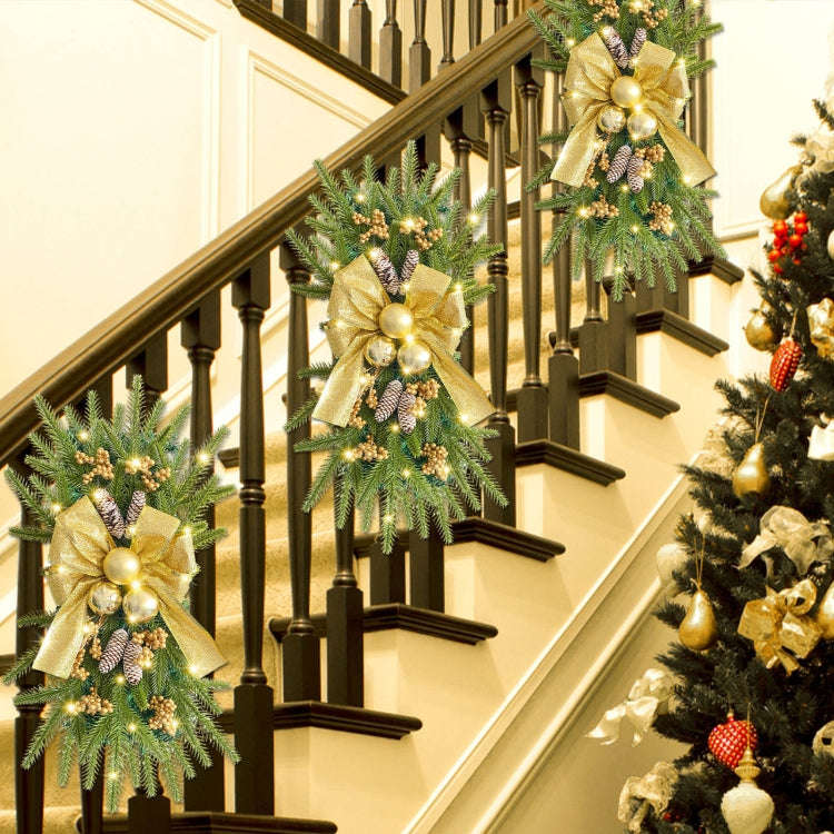 Christmas Wreath Rattan Door Pendant Decoration, Style: U2-47 Warm Light 55cm