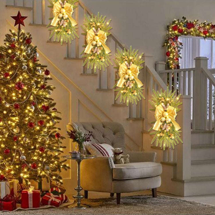 Christmas Wreath Rattan Door Pendant Decoration, Style: U2-47 Warm Light 55cm