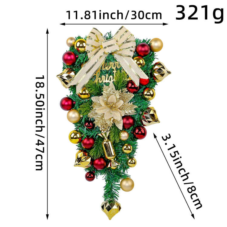 Christmas Wreath Rattan Door Pendant Decoration, Style: K1-2 Water Drop 47cm