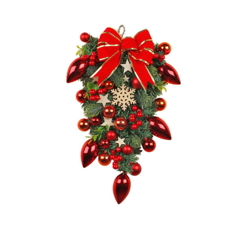 Christmas Wreath Rattan Door Pendant Decoration, Style: K1-4 Wine Red Snowflake 50cm